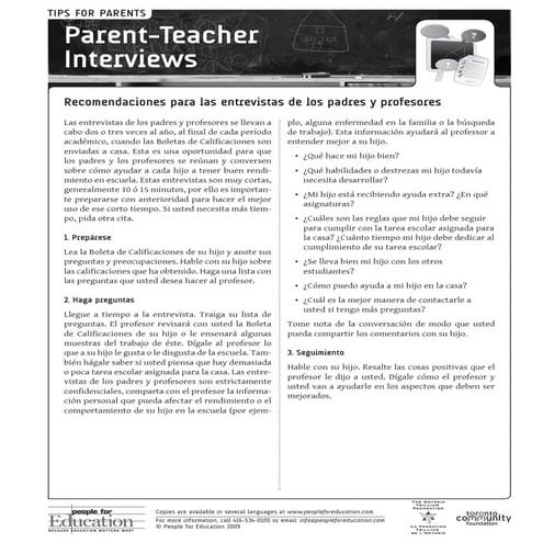  Las entrevistas de padres y maestros