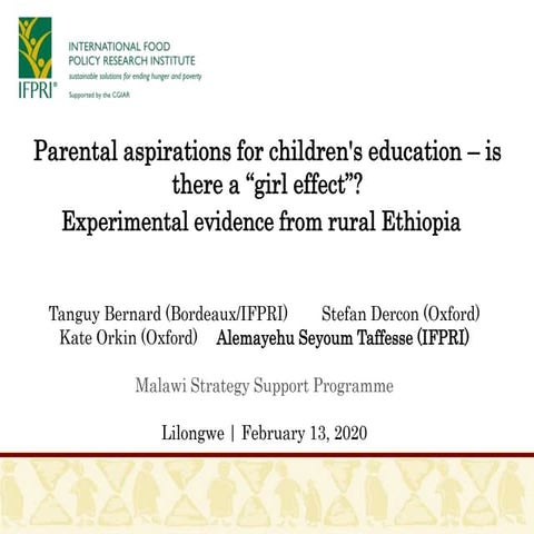 Parental Aspirations for Children's Education: Is there a "Girl Effect"? Expe...