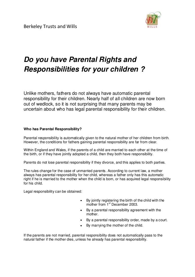 Do you have Parental Rights and Responsibilities for your children