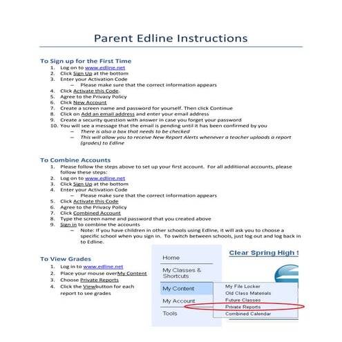 Parent edline instructions