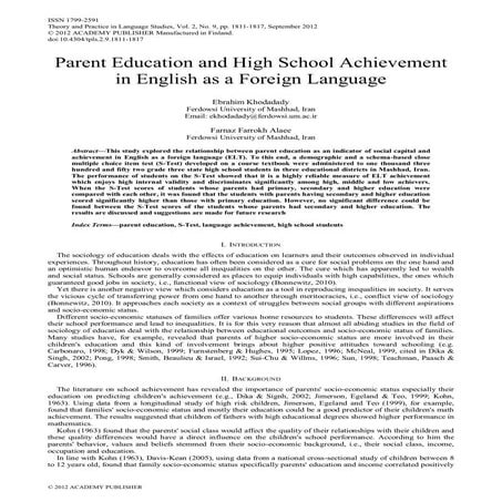Parent education and high school achievement