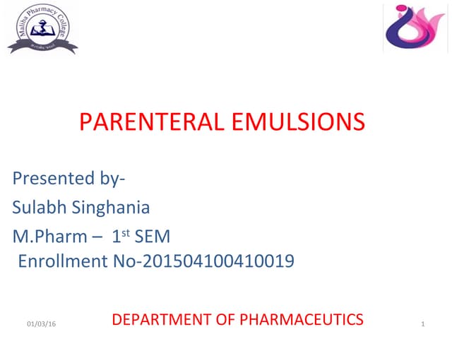 Parenteral emulsions