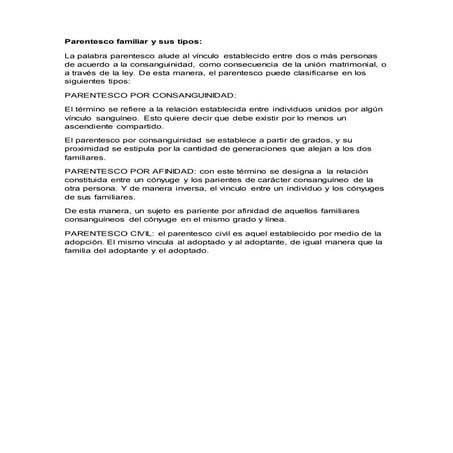 Parentesco familiar y sus tipos | DOCX