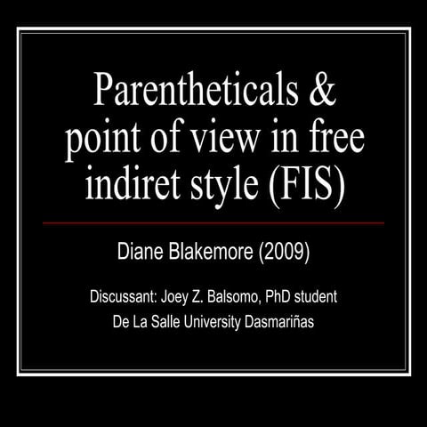 Parentheticals & point of view in free indirect style