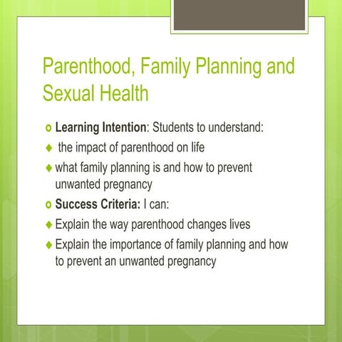 Parenthood and family planning | PPT