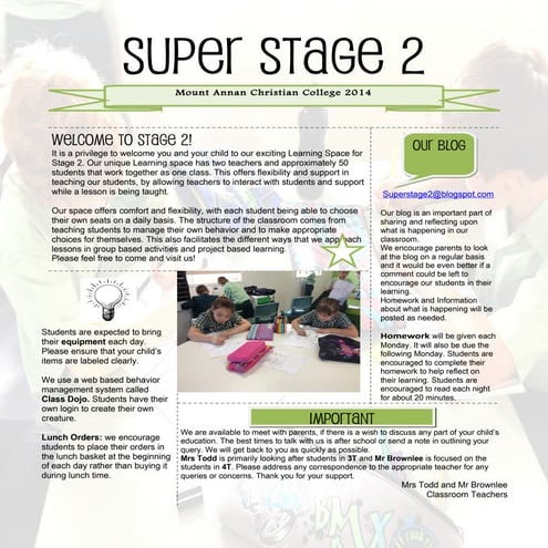 Parent information handout 2014 | PDF