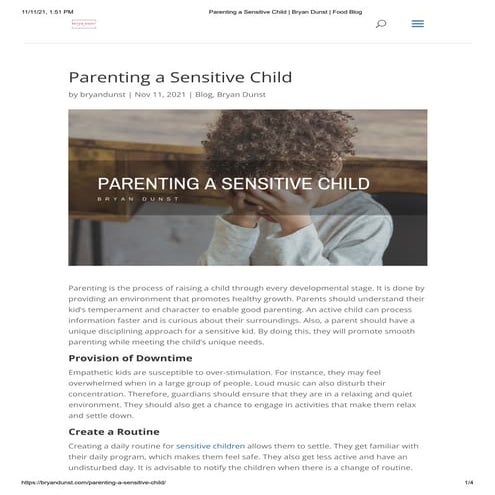 Parenting A Sensitive Child | PDF