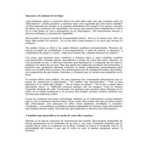 Internet y el cuidado de los hijos