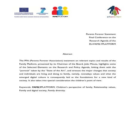 Parents Forever Statement | Family Platform EU | Nov 2010