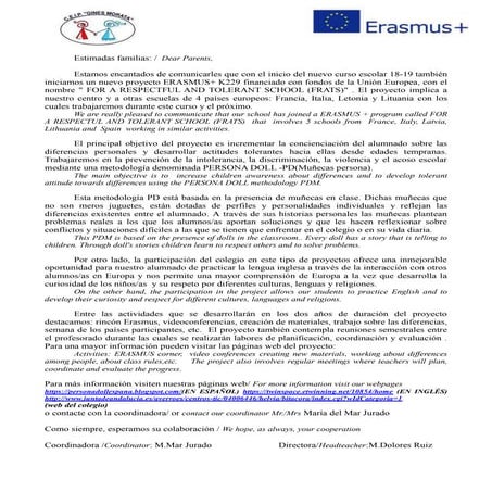 Carta a las familias