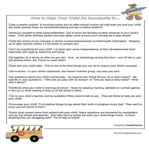 Parent tipshandoutkindergarten