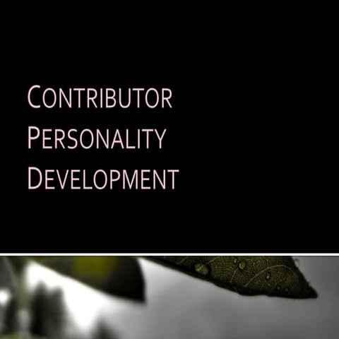 Contributor Personality Development | PPTX
