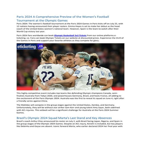 Paris 2024 A Comprehensive Preview of the Women's Football Tournament ...