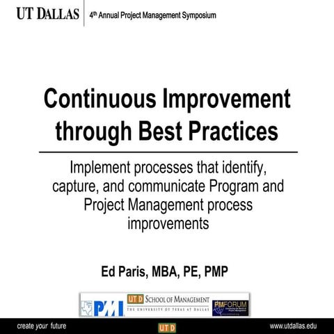 Continuous Project Mgmt Improvement through Best Practices
