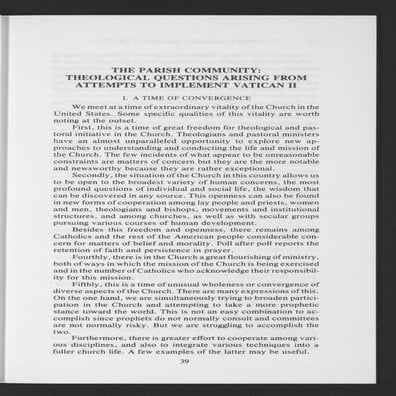 Parish community   theological questions