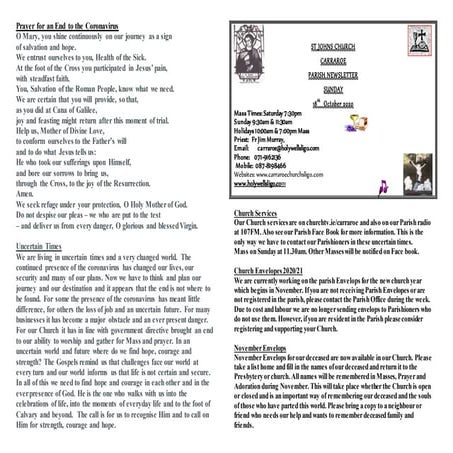 Newsletter (18 October 2020)