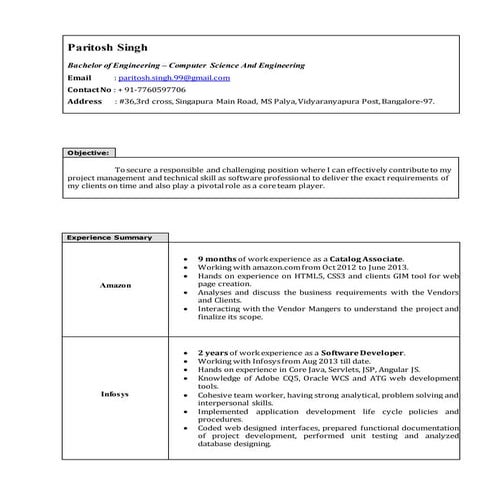 Paritosh resume