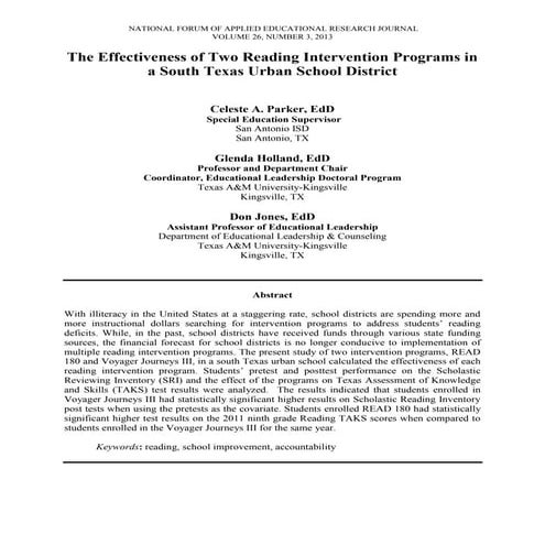 Parker, celeste the effectiveness of two reading intervention programs nfaerj...