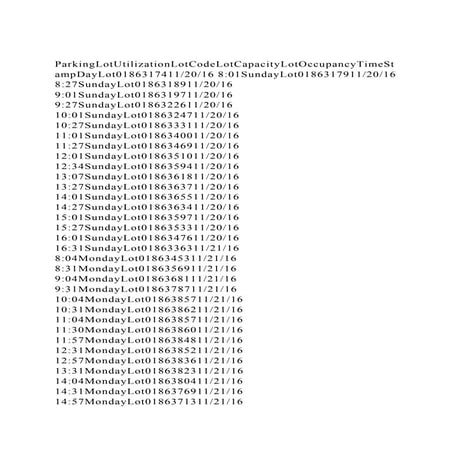 ParkingLotUtilizationLotCodeLotCapacityLotOccupancyTimeStampDayLot.docx