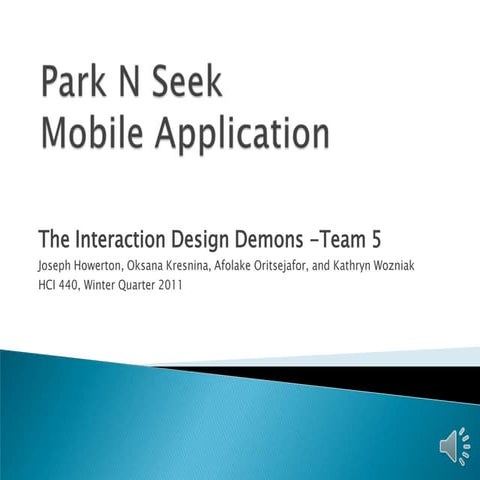 Park and Seek mobile app prototype