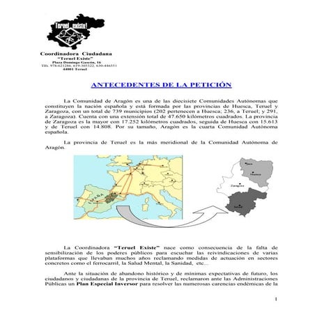 Petición de Teruel Existe al Parlamento Europeo. 14 de febrero de 2001