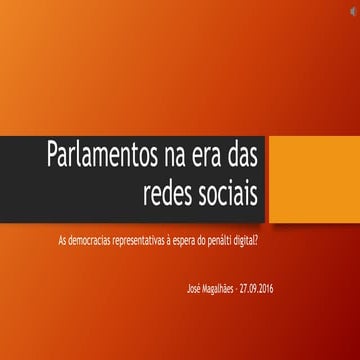 Parlamentos nas redes sociais  2016