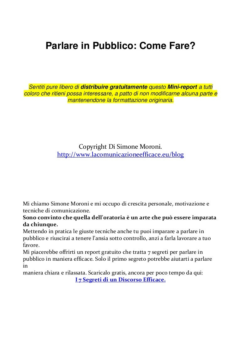 Parlare in Pubblico come fare?