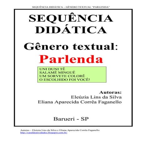 Sequência Didática PARLENDA