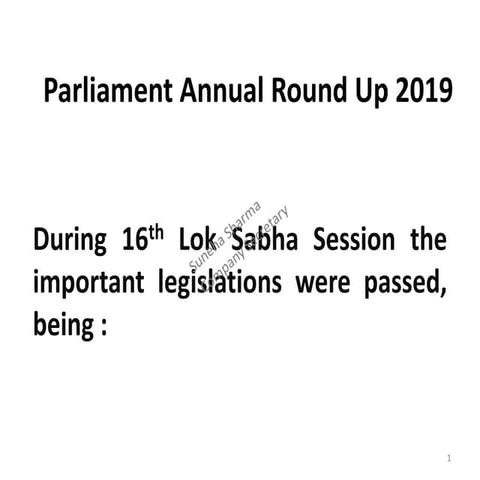 Parliament annual roundup key legislations of 2019