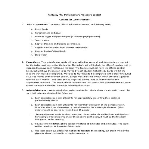 Parliamentary procedure-instructions
