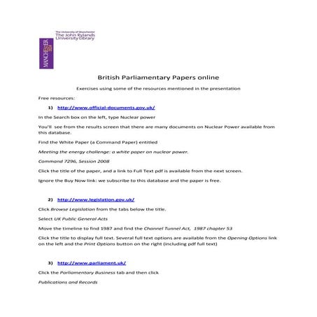 Parliamentary papers exercises_2011