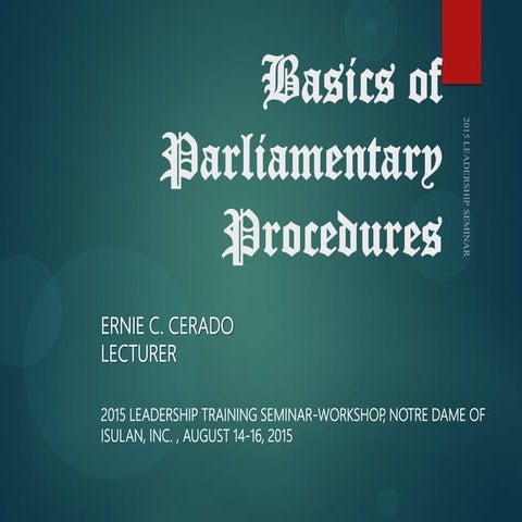 Parliamentary Procedure 101