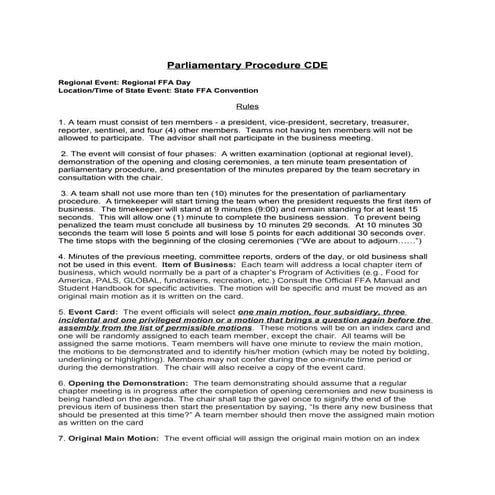 Parliamentary procedure rules 2014