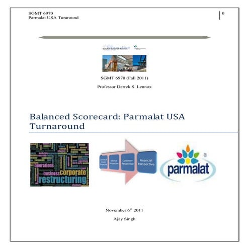 Balanced Scorecard: Parmalat USA Turnaround