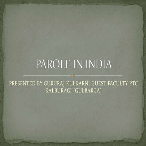 Parole in india