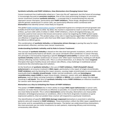 Synthetic Lethality and PARP Inhibitors, How Biomarkers Are Changing ...