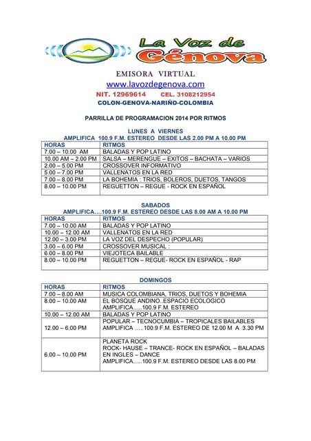 Parrilla de programacion