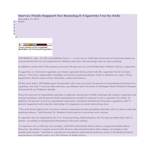 Parrish Medical Center | survey finds support for banning e cigarettes for kids