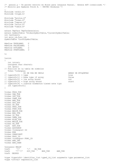 Analizador sintáctico de Pascal escrito en Bison