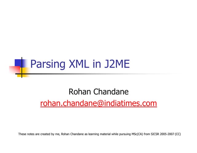 Parsing XML in J2ME
