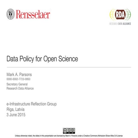 Data Policy for Open Science
