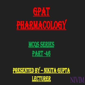 Pharmacology MCQ series Part -46 by NIVIM