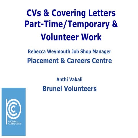 Write a CV for part time jobs