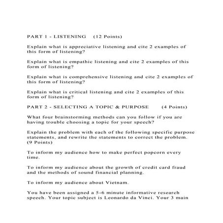 PART 1 - LISTENING    (12 Points)Explain what is appreciativ.docx