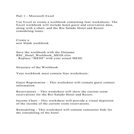 Part 1 - Microsoft ExcelUse Excel to create a workbook containin.docx