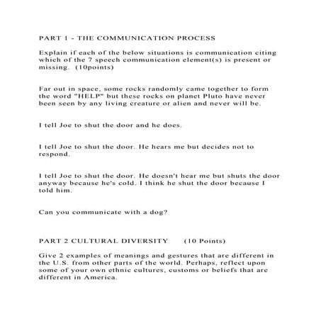 PART 1 - THE COMMUNICATION PROCESSExplain if each of the below s.docx