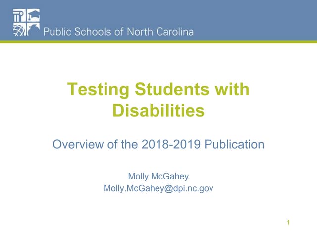 Testing Students with Disabilities - Part 1