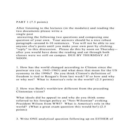 PART 1 (7.5 points)After listening to the lectures (in the m.docx