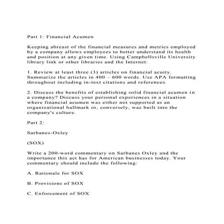 Part 1 Financial AcumenKeeping abreast of the financial mea.docx