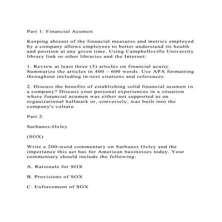 Part 1 Financial AcumenKeeping abreast of the financial measu.docx
